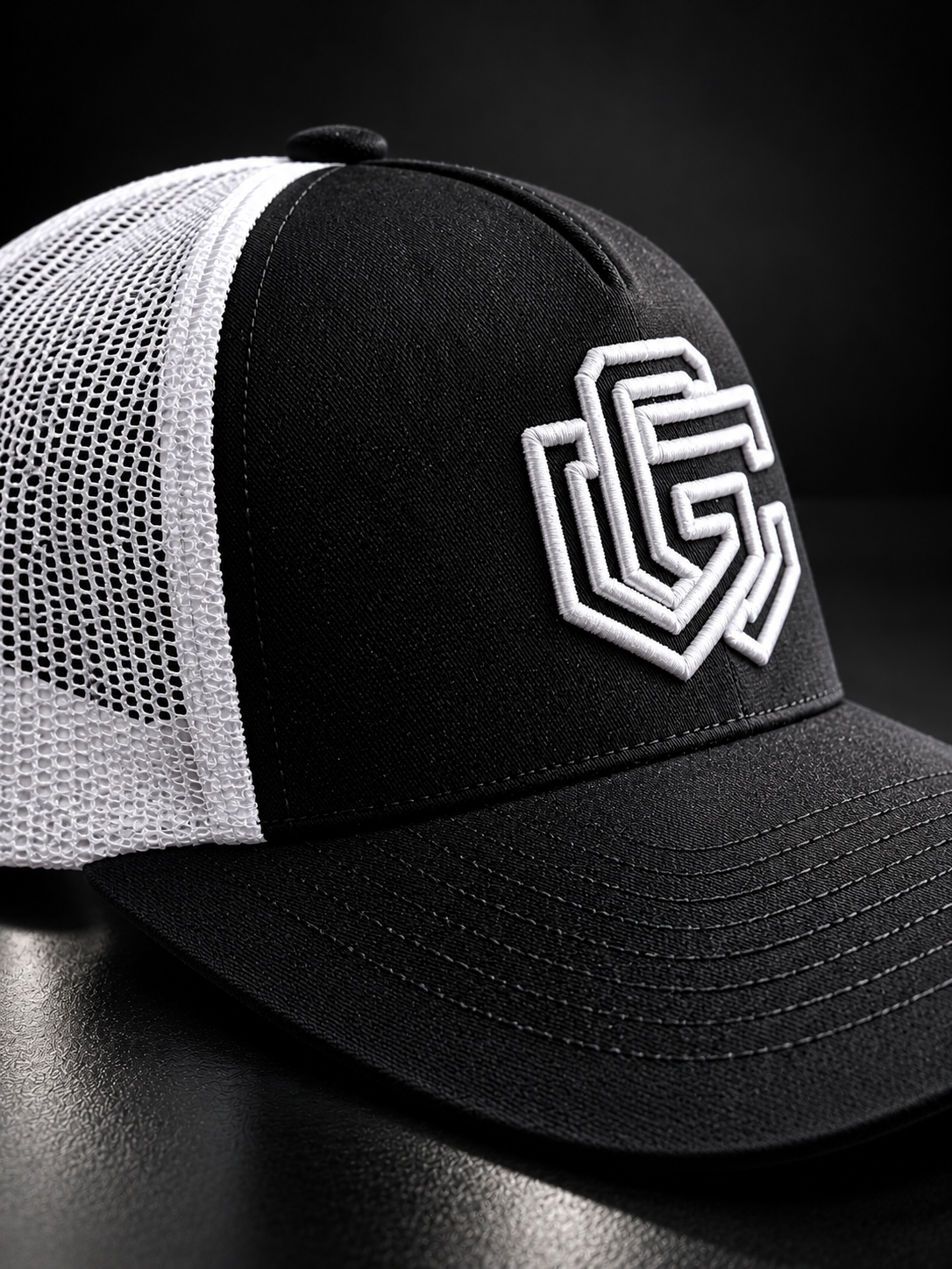 GC Trucker Cap — Black / White