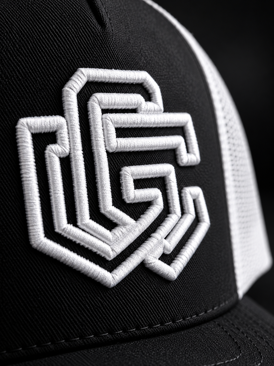 GC Trucker Cap — Black / White