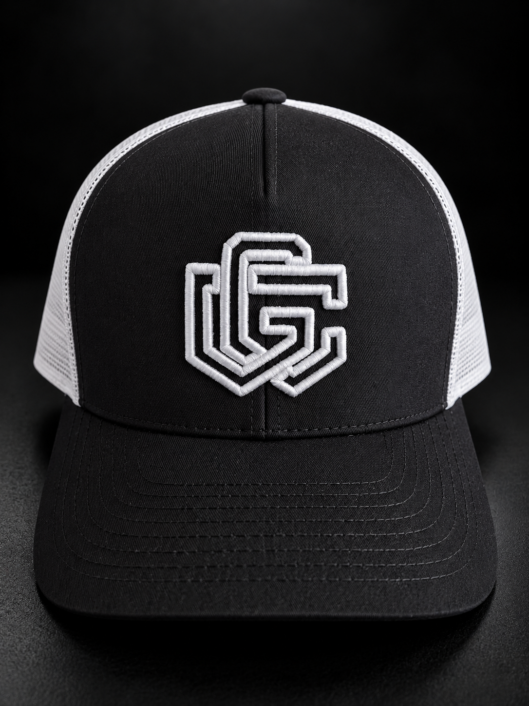 GC Trucker Cap — Black / White