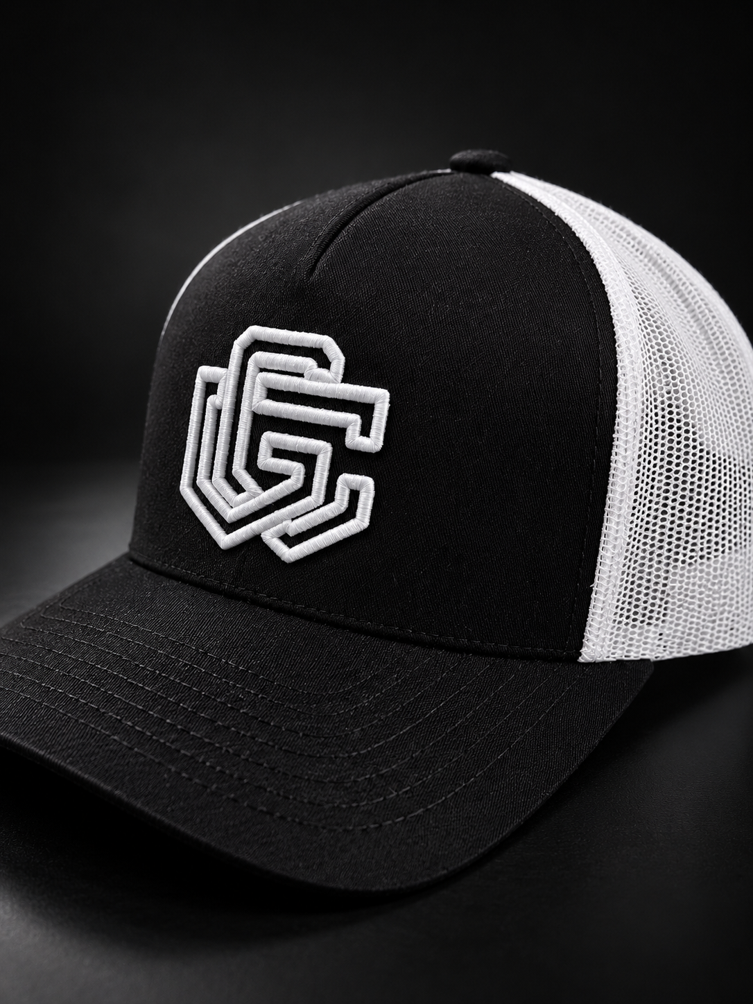 GC Trucker Cap — Black / White